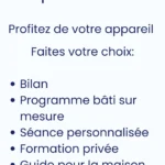 Options extra, bilan, formation, et programmes personnalisés pour l'appareil Power Plate
